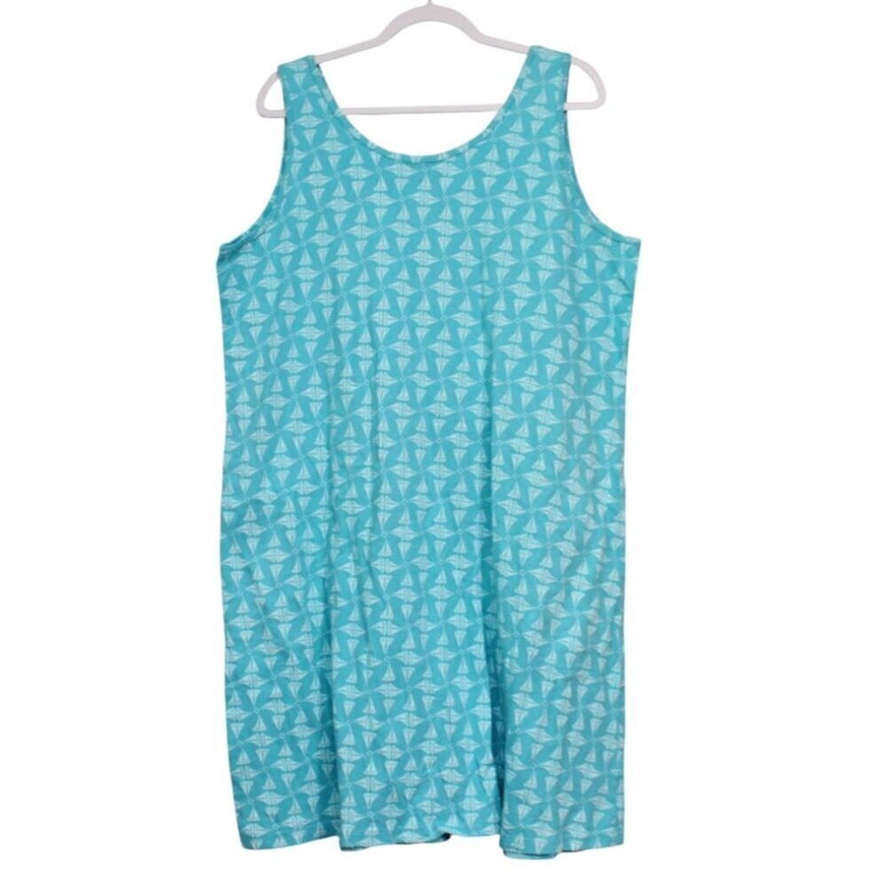 Fresh Produce Dress Size 1X Blue Sailboat Resortwear Beach Coastal Cotton Preppy